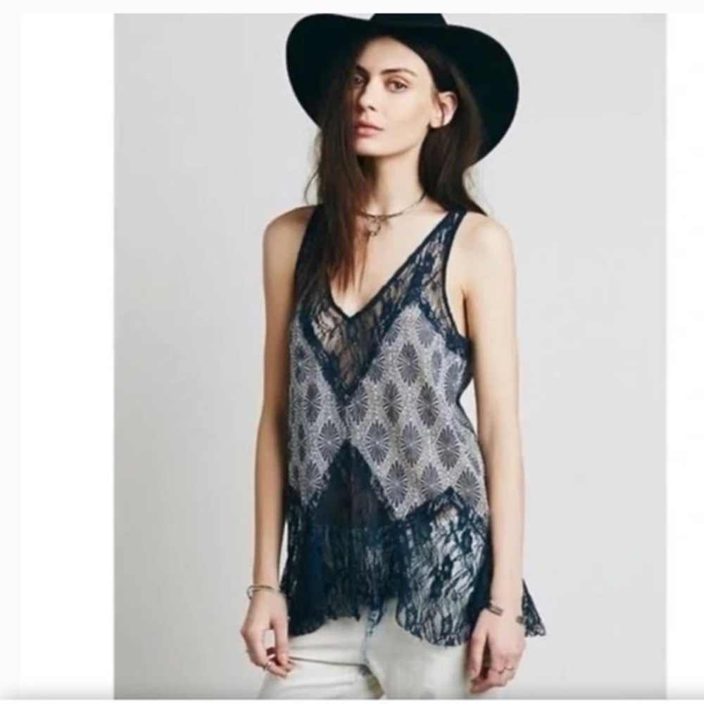Free People Bell Trapeze Lace Cami Tank Top
